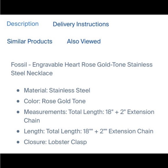 NWT Fossil Engravable Heart Necklaces, Rose Gold or Yellow Gold Stainless Steel - Picture 2 of 4